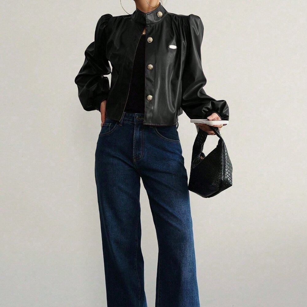 Black Casual Women Long Sleeve Buttoned Shirt - Picture 5 of 6